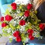 12 Long Stem Red Roses & Gypsophila Hand Tied BouquetAlternative Image2