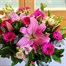 Cerise Lily & Gerbera Hand Tied Floral BouquetAlternative Image1