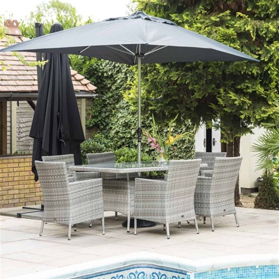 Glencrest Chatsworth Grey 6 Seat Rectangle Outdoor Garden Furniture Dining Set
