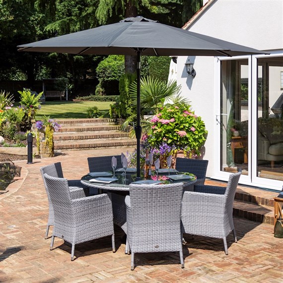 Glencrest Chatsworth Grey 6 Seat Round Outdoor Garden Furniture Dining Set