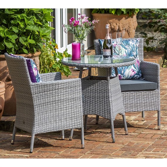 Glencrest Chatsworth Grey Bistro Outdoor Garden Furniture Set