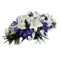 With Sympathy Flowers - Blue and White Double Ended Spray