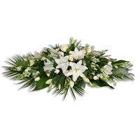 With Sympathy Flowers - White Lily and Rose Double Ended Spray - 3ft