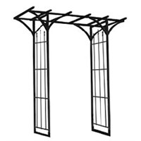Panacea Flat Top Garden Arch with Finials - Black (89088)