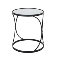 Hill Interiors Concaved Set Of Two Black Mirrored Side Tables (22487) - Direct Dispatch