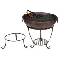 Kadai Recycled Firebowl Set With High & Low Stand - 70cm  (XM062-70HL)