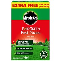 Miracle-Gro Evergreen Fast Grass Lawn Grass Seed 16m2 Plus Extra (119618)
