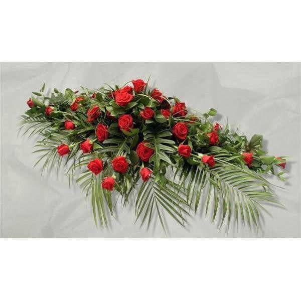 Cut Flowers With Sympathy Red Rose Coffin Top 6ft