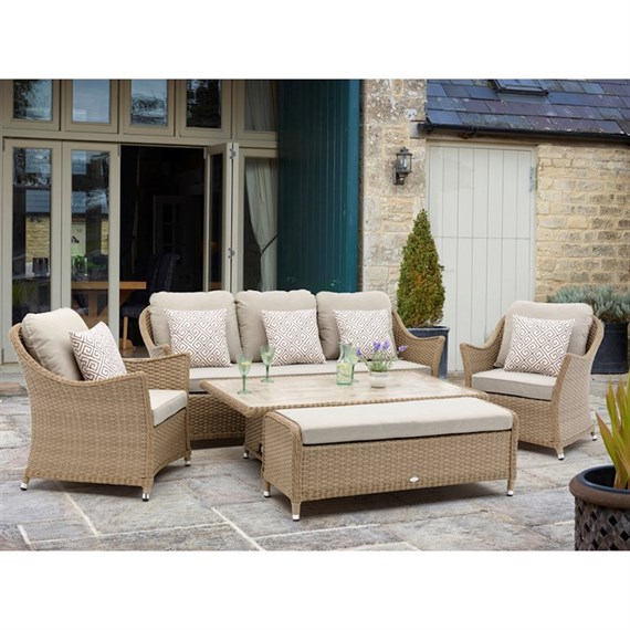 Bramblecrest Hampshire Walnut Sofa & Armchair Outdoor Garden Furniture Lounge Set