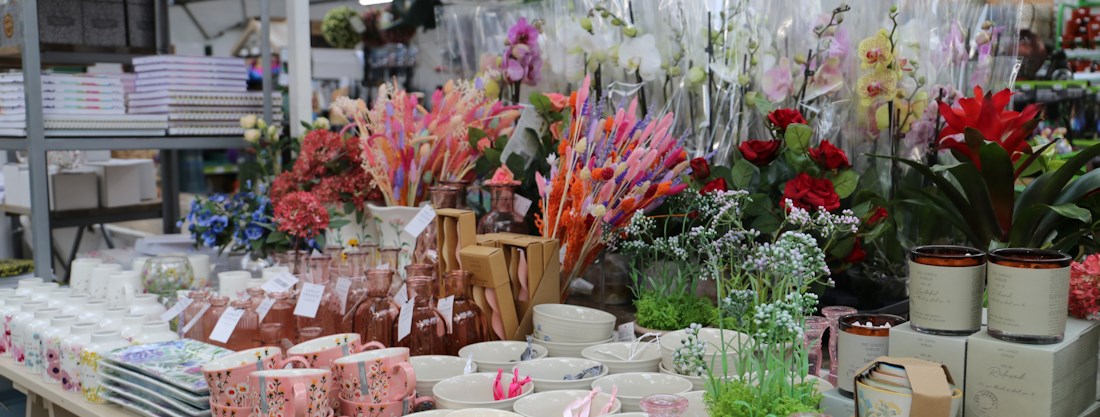 Longacres Chobham giftware table stocked with decorative items and gift ideas