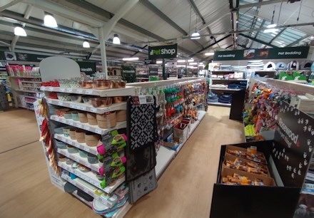 Longacres Chelmsford pet department with pet food, toys and accessories