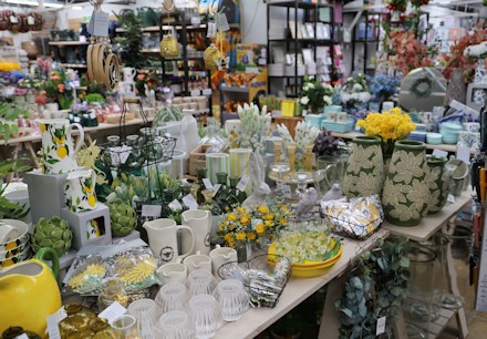 Longacres Chobham giftware table filled with home décor items
