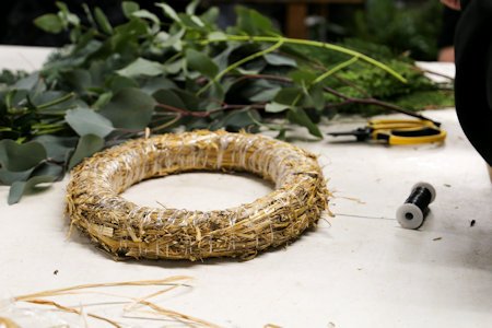 image of an undecorated straw wreath