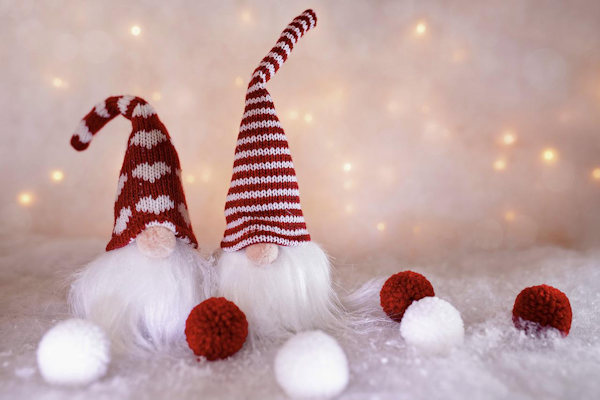 Image of a red and white Christmas themed gnome decoration