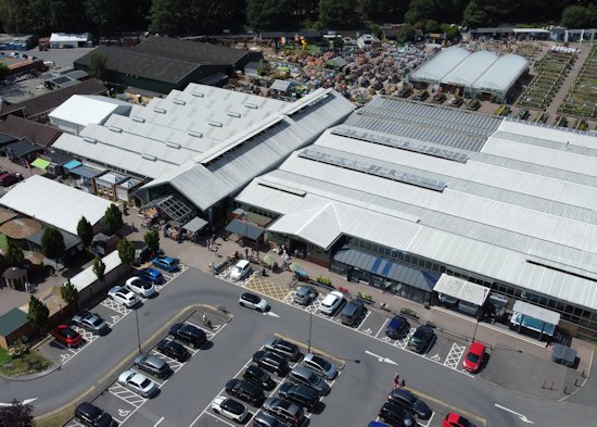 Image of Longacres Garden Centre Bagshot taken overhead by a drone