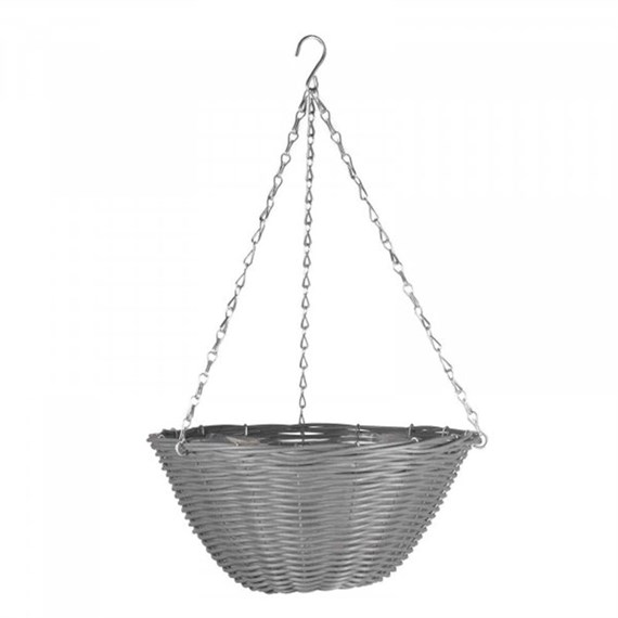 Smart Garden 14 Inch Slate Faux Rattan Hanging Basket (6020071)