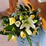 Easter Lilys and Buttercup Roses Hand Tied Floral Bouquet Alternative Image