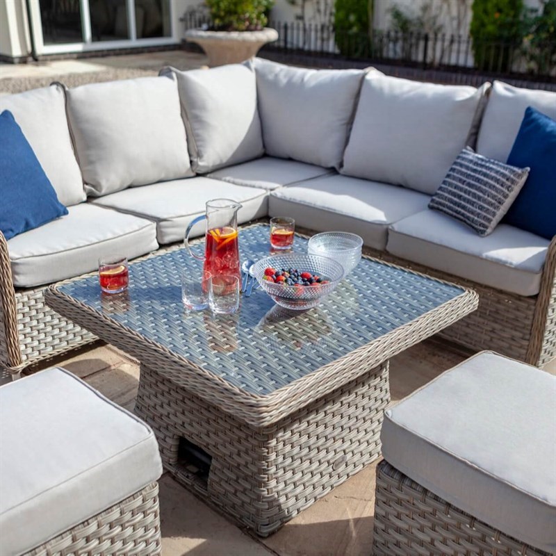 Hartman Heritage Beech Square Casual Set Outdoor Garden Furniture Dining Set With Adjustable Table