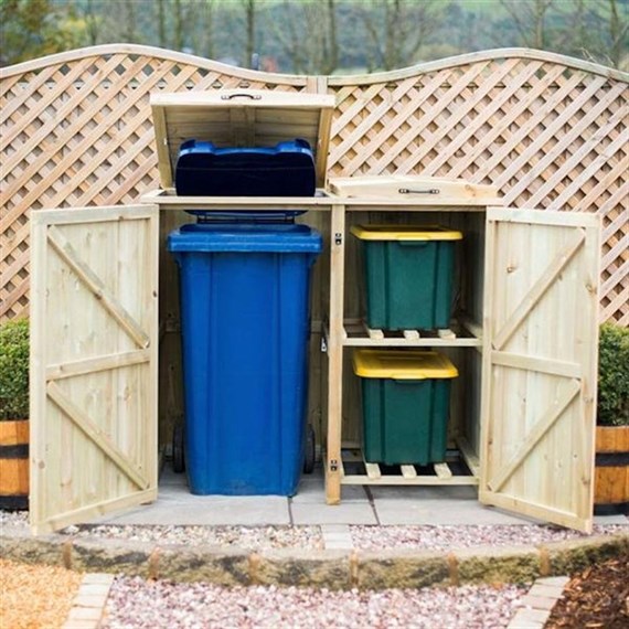 Garden Village 1 Wheelie Bin - 2 Recycle Box Combination Chest - Direct Dispatch