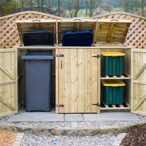 Garden Village 2 Wheelie Bin - 2 Recycle Box Combination Chest - Direct Dispatch