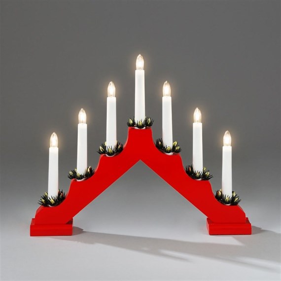 Konstsmide Red Wooden Christmas Candlebridge Lights with 7 Candles (2262-510EE)