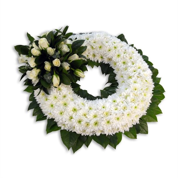 With Sympathy Flowers - Chrysanthemum Based Wreath 14inch