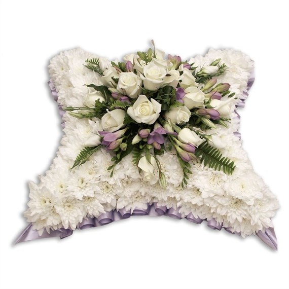 With Sympathy Flowers - Chrysanthemum Based Cushion 15inch
