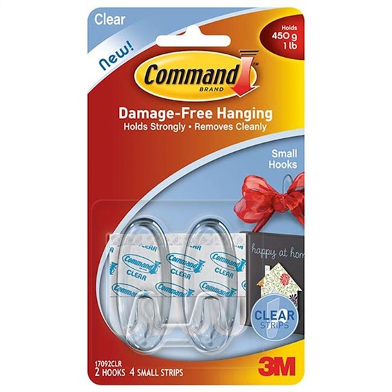 Command Small Clear Hooks with Clear Strips 17092CLR (4363-CL)
