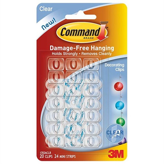 Command Clear Decorating Clips with Clear Strips 17026CLR (4373-CL)