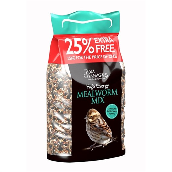 Tom Chambers Wild Bird Food High Energy Mealworm - 2.5kg - 25% Extra Free (BFC040)