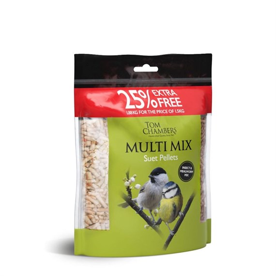 Tom Chambers Suet Pellets Multi Mix 25% Free- 1.88kg Wild Bird Food (BFB616)