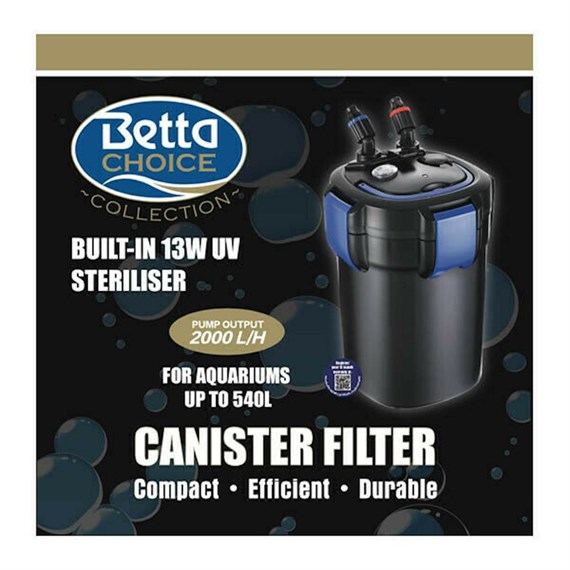 Betta Fish Aquarium Canister Filter - 2000 UV