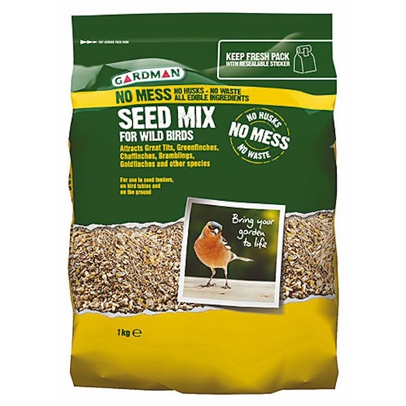 Gardman No Mess Seed Mix 1kg Wild Bird Food (A06530)
