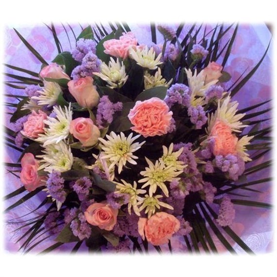 Pink Roses and Lilac Hand Tied Bouquet