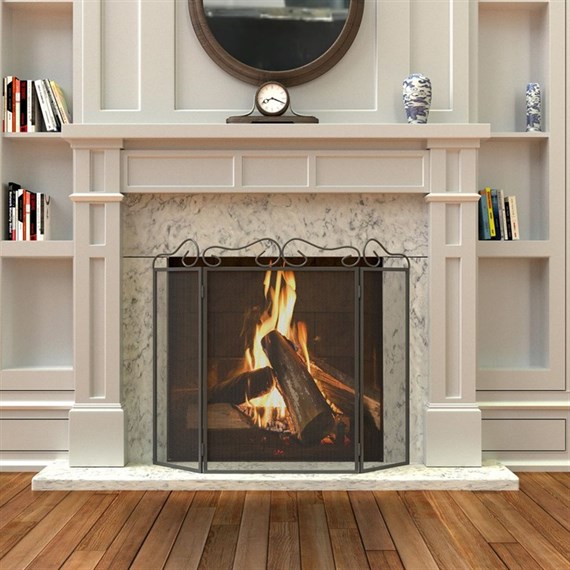 Panacea Black 3 Panel Folding Scroll Screen (15393)