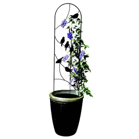 Panacea Perching Birds Pot Trellis - Black (84493)