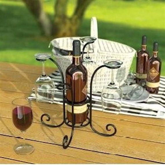 Panacea Wine Bottle and Glasses Caddy - Black (87939)