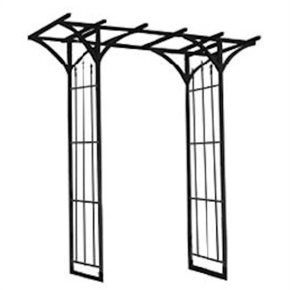 Panacea Flat Top Garden Arch with Finials - Black (89088)