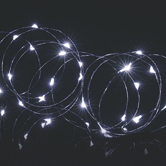 Premier 50 White Battery Operated Action Pin Wire LED Timer Christmas Lights (LB151209W)
