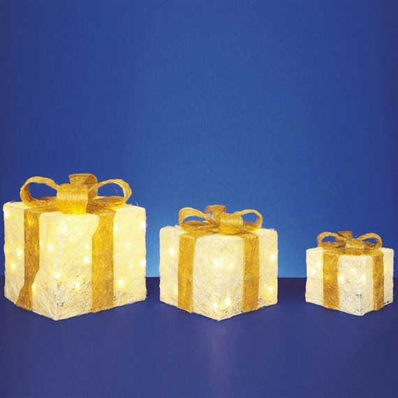 Premier 3 Cream Glitter Parcels (LV102703GC) Christmas Lights