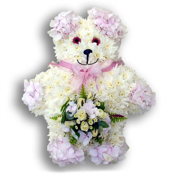 With Sympathy Flowers - Chrysanthemum Based Teddy Bear - Small