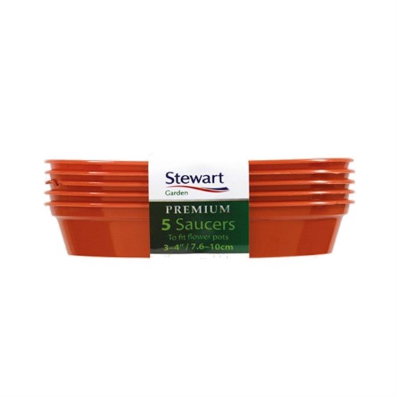 Stewart Garden 5 Premium Flower Pot Saucers - 7.6-10cm - Terracotta (4840014)