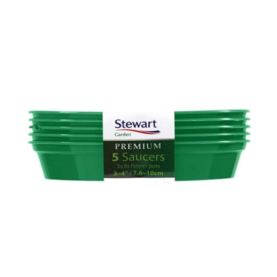 Stewart Garden 5 Premium Flower Pot Saucers - 13-15cm - Green (4842004)