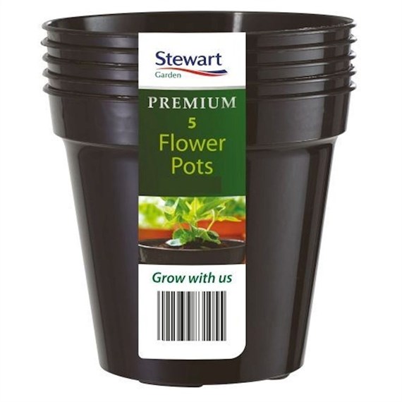 Stewart Garden 5 Flower Pots - 10cm - Black (4831005)