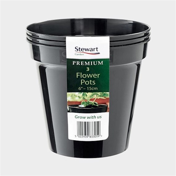 Stewart Garden 3 Flower Pots - 15cm - Black (4833005)