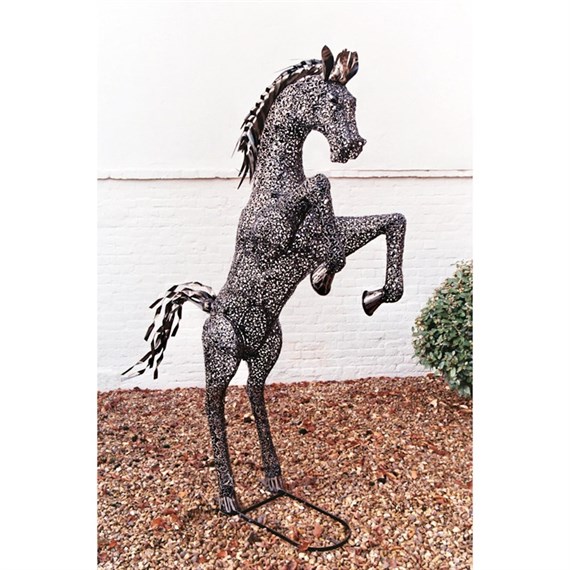 Bakers Rearing Horse Metal Garden Statue (14A1122RV)