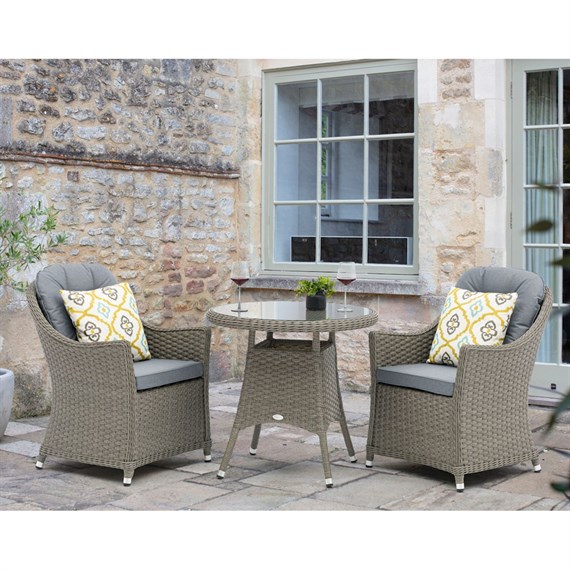 Bramblecrest Hampshire Shadow 2 Seat Round Bistro Outdoor Garden Furniture Set (X24WHS80RD2)