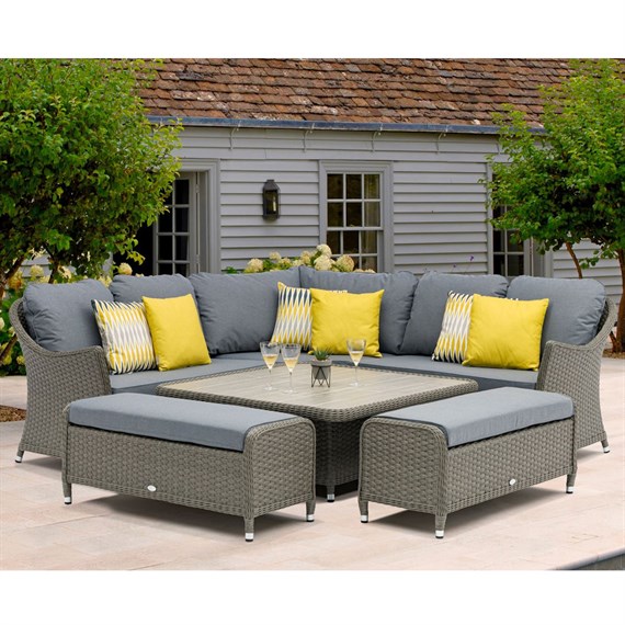 Bramblecrest Hampshire Shadow Square Modular Outdoor Garden Furniture Set with Benches (X24WHSSQC3CJ)