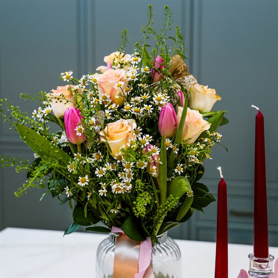 Butterflies Valentine's Day Hand Tied Floral Bouquet