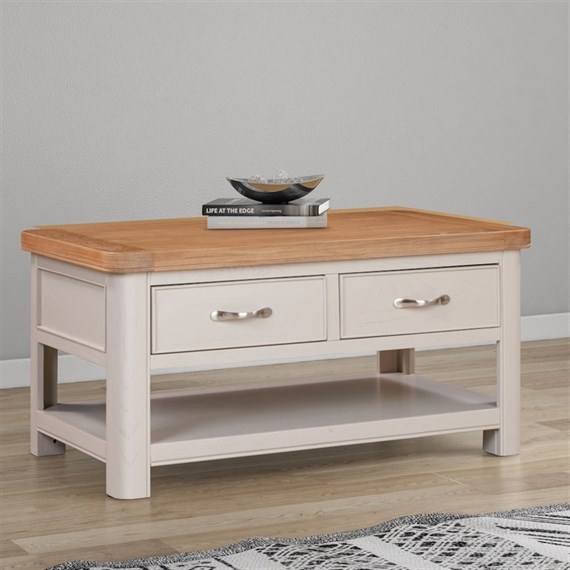 Papaya Chatsworth Painted Interior Furniture Coffee Table With 2 Drawers (84-06)